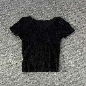 Brandy Melville Black Patterned Short Sleeve Tee